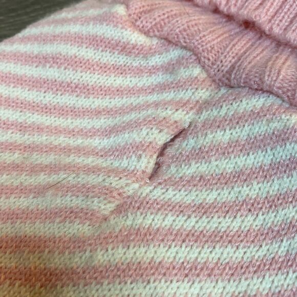 Soft Knit Pink & White Striped Dog Sweater - Picture 4 of 9